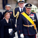 4. mai: Kongen og Dronningen, og Prinsesse Astrid, fru Ferner var til stede da Storhertug Jean ble stedt til hvile i Luxembourg. Foto: REUTERS/Francois Lenoir